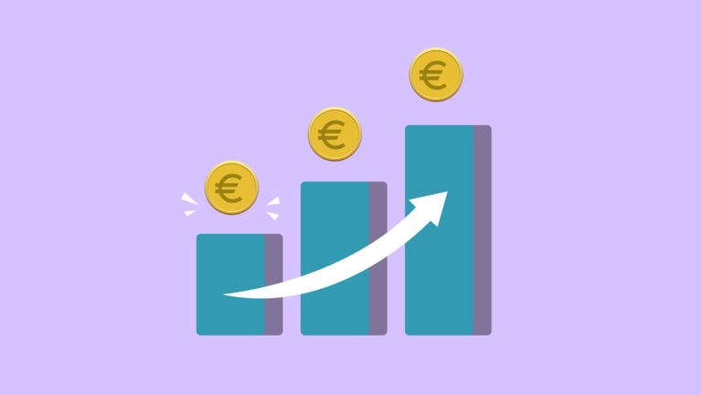 Earning interest on stablecoins concept with rising financial chart